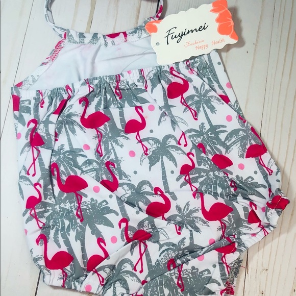 Fugimei 2T Flamingo & Palm Tree Swimsuit - Picture 3 of 6